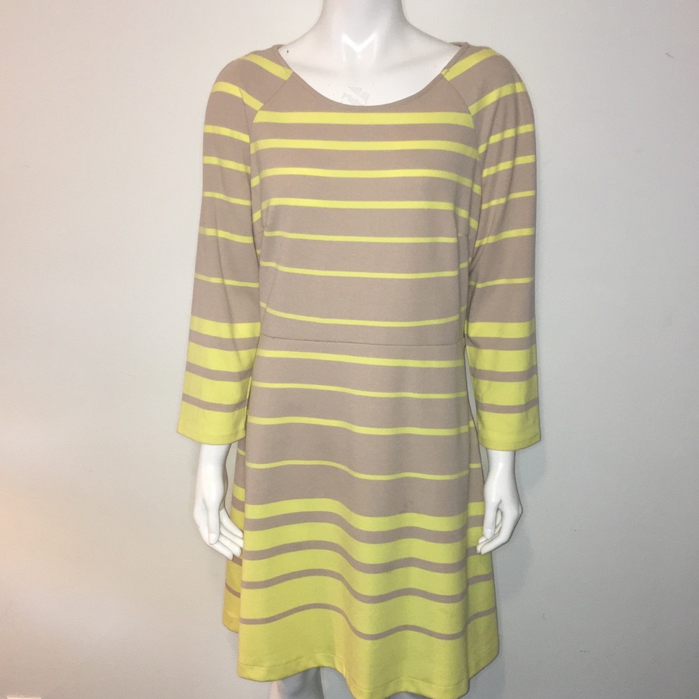 0133 Beige by ECi Tan and Yellow Striped Dress